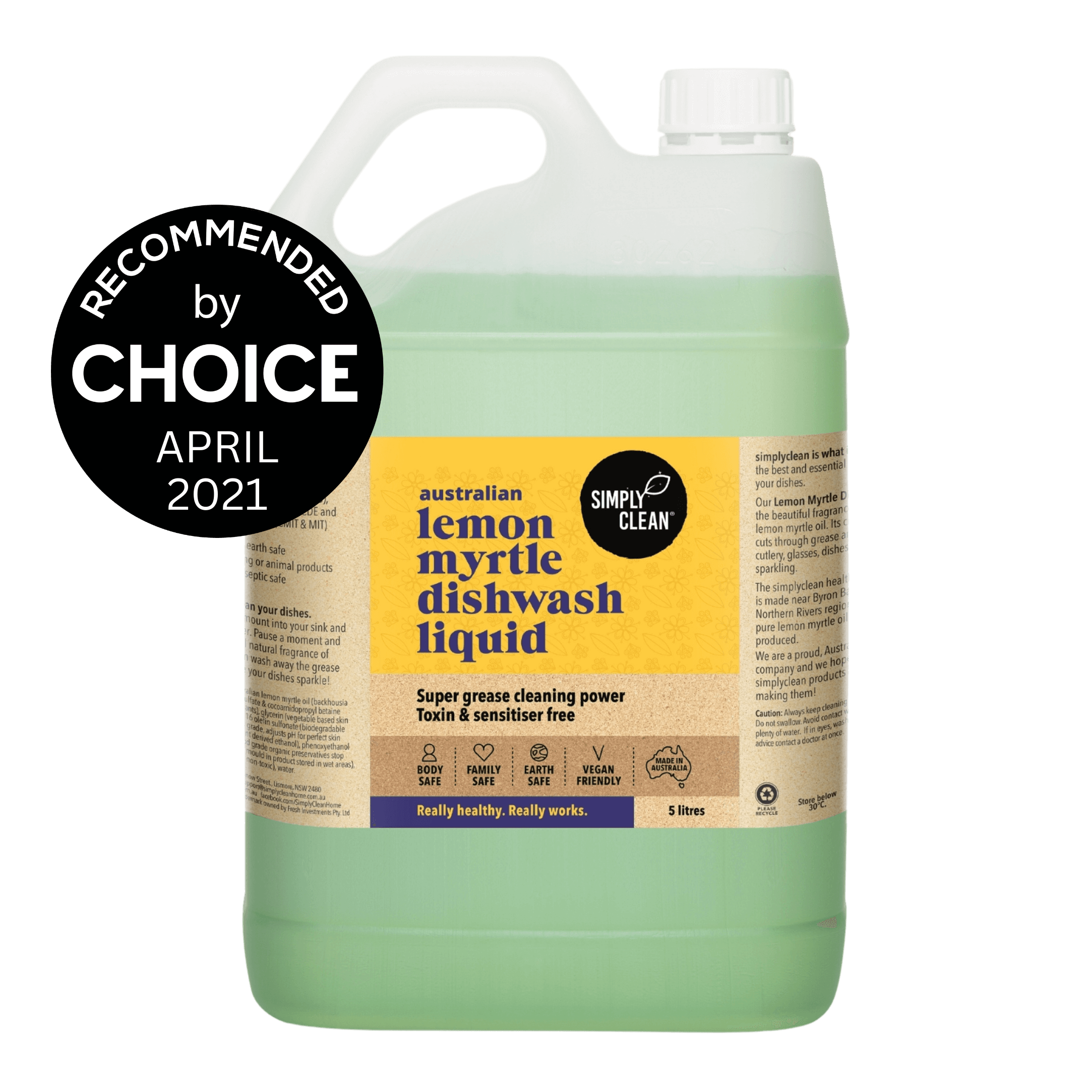 Lemon Myrtle Dishwash Liquid - 15 Litres Bulk