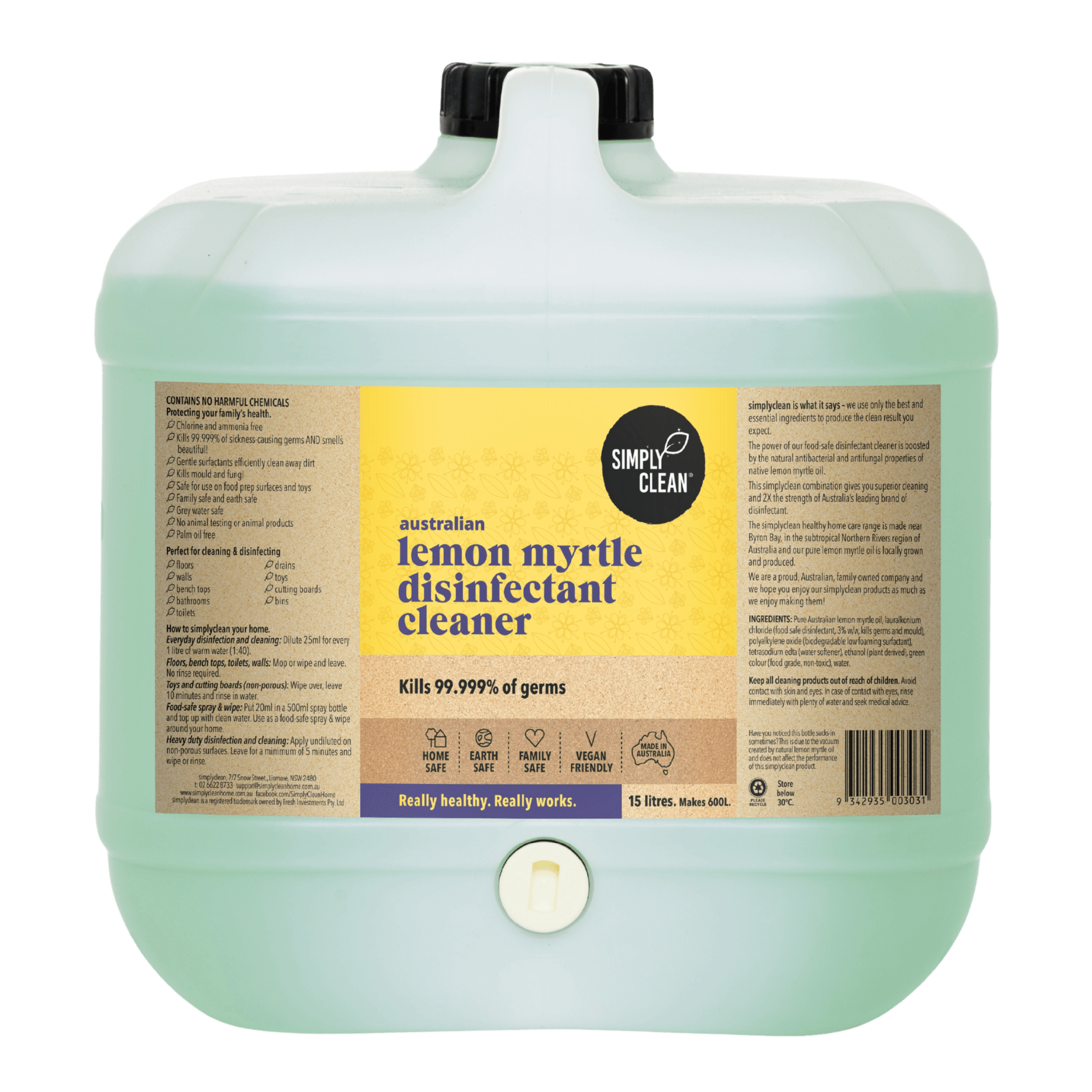 Lemon Myrtle Disinfectant Cleaner - 1 Litre.