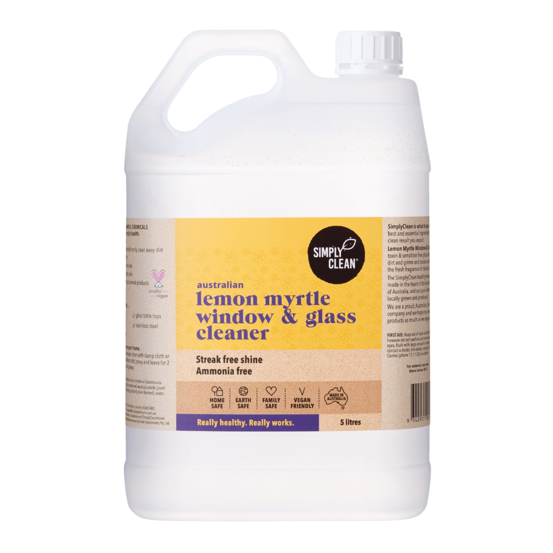 Lemon Myrtle Window & Glass Cleaner - 15 Litres Bulk